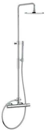 Colonna doccia regolabile Birillo Luxury con soffione metallo tondo Ø 225 completa di miscelatore termostatico cromato