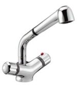 Miscelatore con doccia estraibile termostatico canna alta